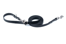 Load image into Gallery viewer, Henry &amp; Sadie Black Adjustable Hands-Free Lead with Antique Nickle Hardware