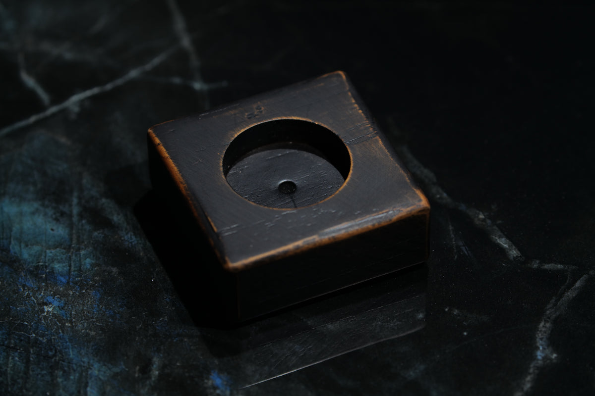 Teak Tealight Holder | Distressed Black Wood Color