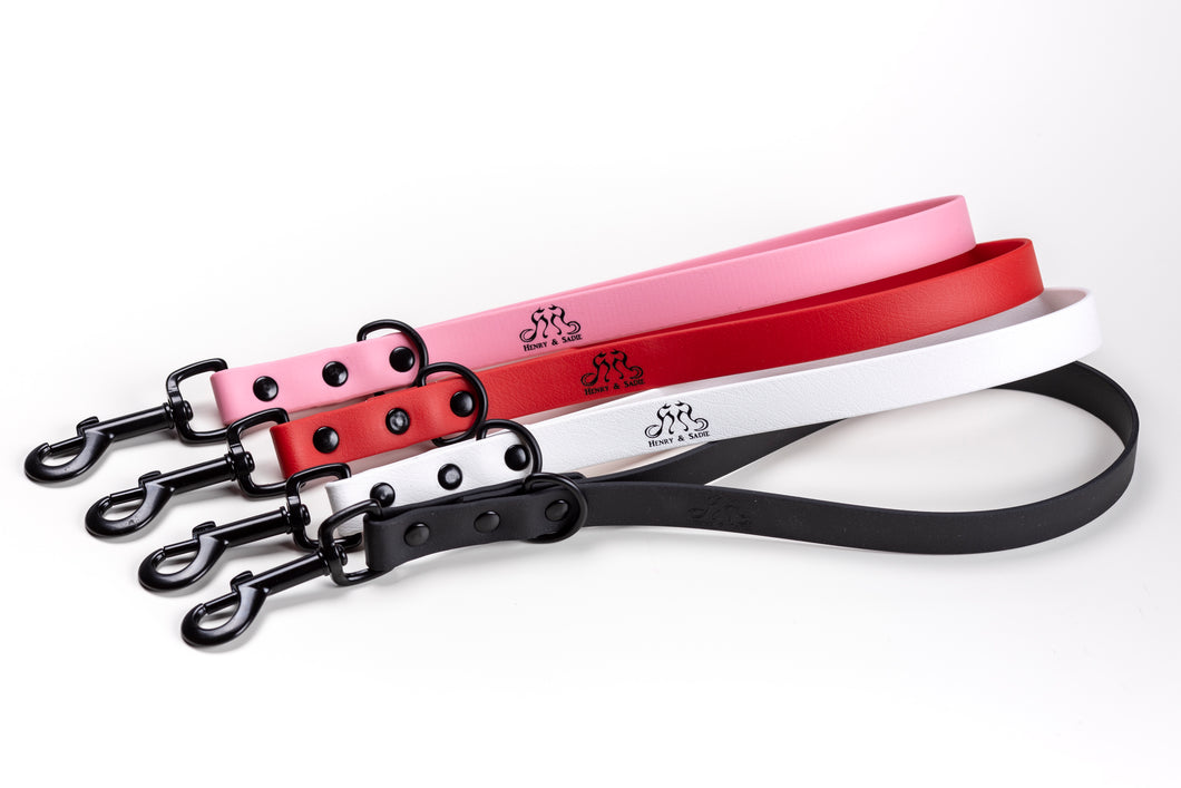 4 Henry & Sadie Traffic Leads Rose, Red, Snow & Onyx with Black Hardware