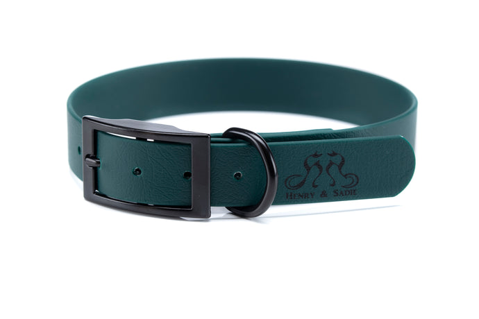 Henry & Sadie Forest Green Collar with Black Hardware