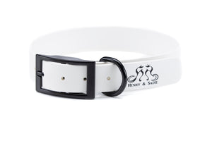 Henry & Sadie Snow White Collar with Black Hardware