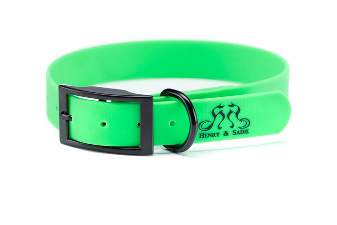 Henry & Sadie Neon Green Collar with Black Hardware