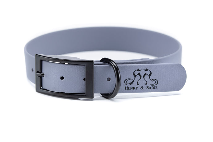 Henry & Sadie Granite Gray collar with Black Hardware