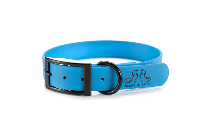 Henry & Sadie Ocean Blue Collar with Black Hardware