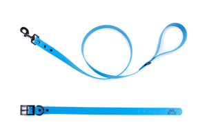 Henry & Sadie Ocean Blue Collar and Lead with Black Hardware