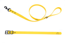 Load image into Gallery viewer, Henry &amp; Sadie Yellow Collar and Lead with black hardware