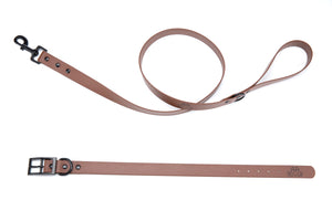Henry & Sadie Wood Brown Collar and Lead with Black Hardware
