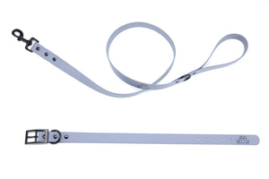 Henry & Sadie Granite Gray  Collar and Lead with Black hardware