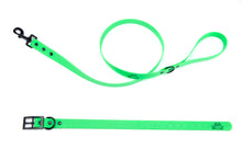 Load image into Gallery viewer, Henry &amp; Sadie Neon Green Collar and Lead with Black hardware