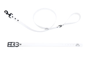 Henry & Sadie Snow White Collar and Lead with Black Hardware