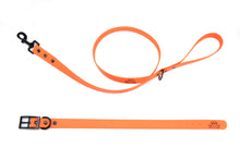 Load image into Gallery viewer, Henry &amp; Sadie Orange Collar and Lead with Black Hardware