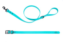 Load image into Gallery viewer, Henry &amp; Sadie Teal Blue Collar and Lead with Black Hardware