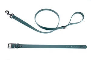 Henry & Sadie Forest Green Collar and  Lead with Black Hardware