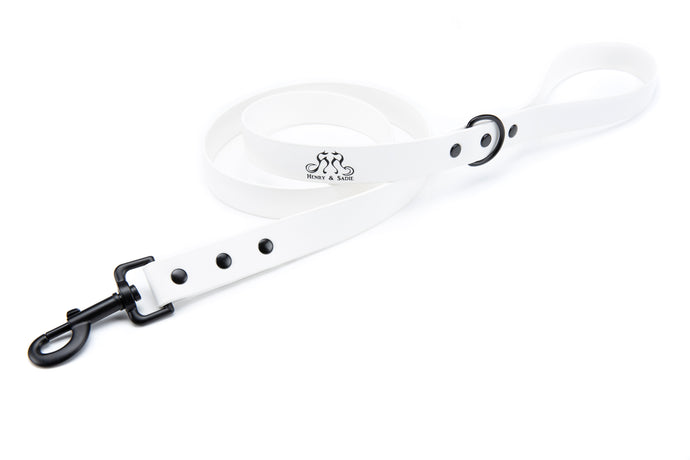 Henry & Sadie Snow White Lead with Black Hardware