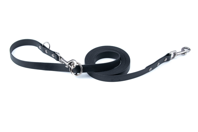 Henry & Sadie Black Adjustable Hands-Free Lead with Antique Nickle Hardware